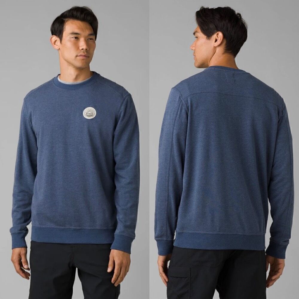 PrAna Patch Pullover Crew in Prana Denim Heather Size L - Picture 1 of 12